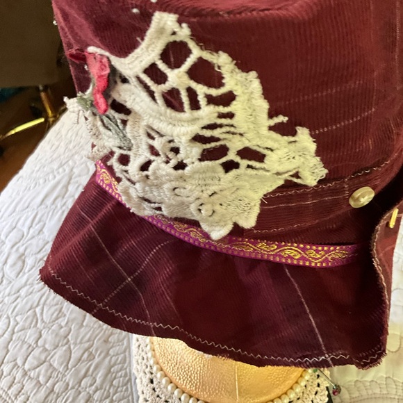 Boho Patchwork Corduroy Floral Slouch Top Bucket Hat Size Medium - Picture 4 of 7